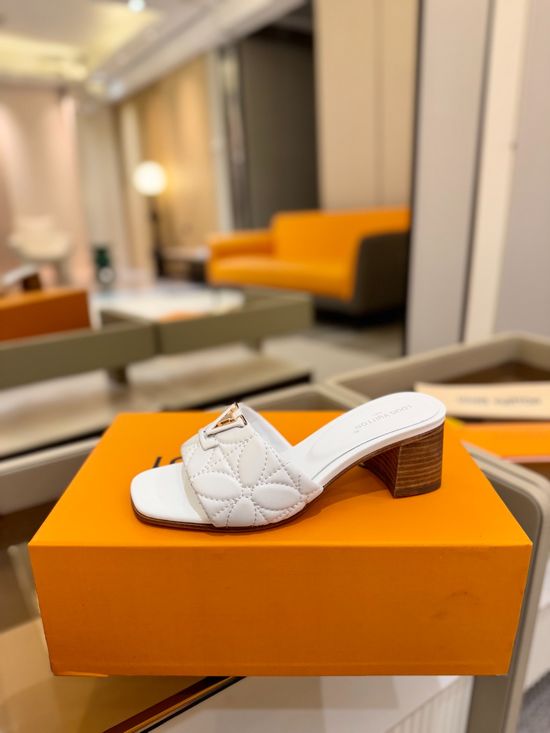 Louis Vuitton Embroidered Leather Slip On Slides with Comfort Sole