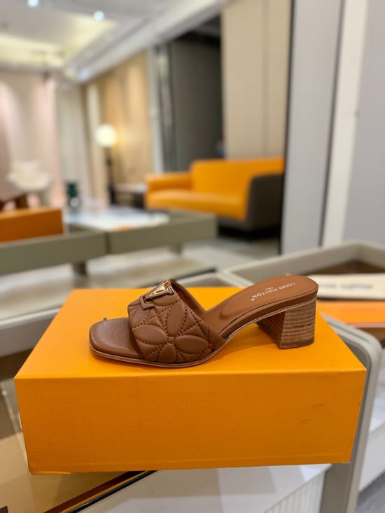Louis Vuitton Embroidered Leather Slip On Slides with Comfort Sole