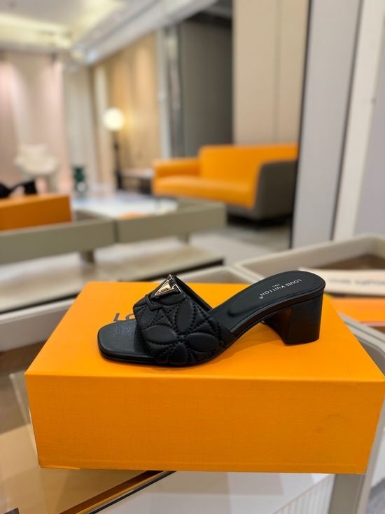 Louis Vuitton Embroidered Leather Slip On Slides with Comfort Sole