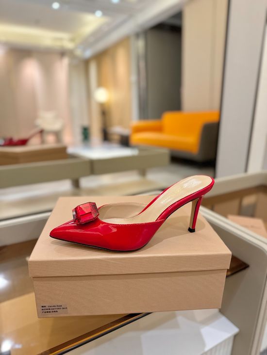 Gianvito Rossi Gem Decorated Pointed Toe High Heel Slide Shoes