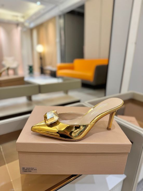 Gianvito Rossi Gem Decorated Pointed Toe High Heel Slide Shoes