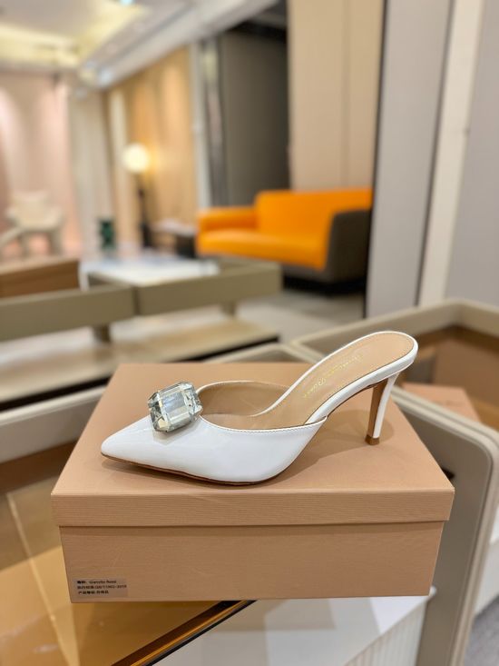 Gianvito Rossi Gem Decorated Pointed Toe High Heel Slide Shoes