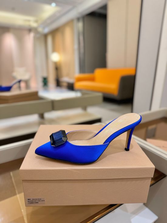 Gianvito Rossi Gem Decorated Pointed Toe High Heel Slide Shoes