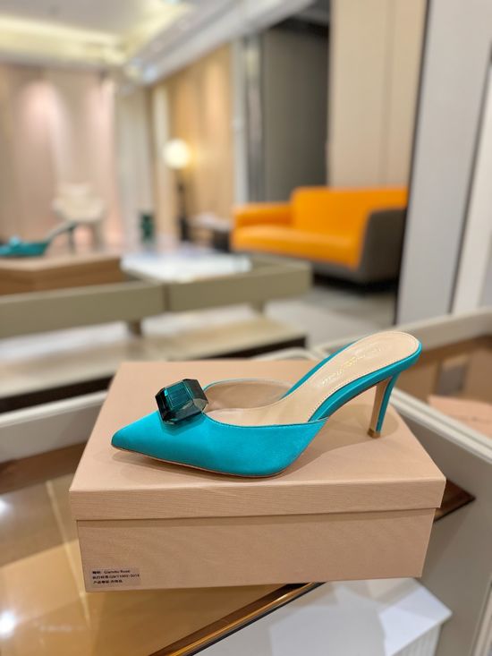 Gianvito Rossi Gem Decorated Pointed Toe High Heel Slide Shoes