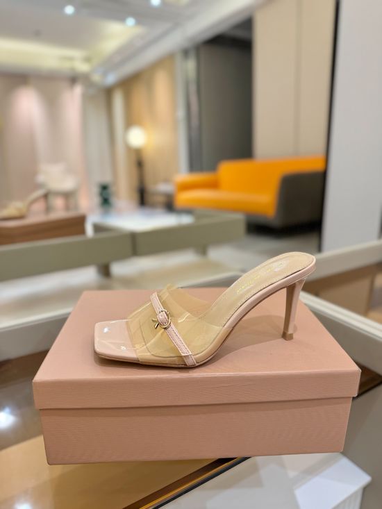 Gianvito Rossi Sleek Thin Strap Stiletto Heel Open Toe Mules
