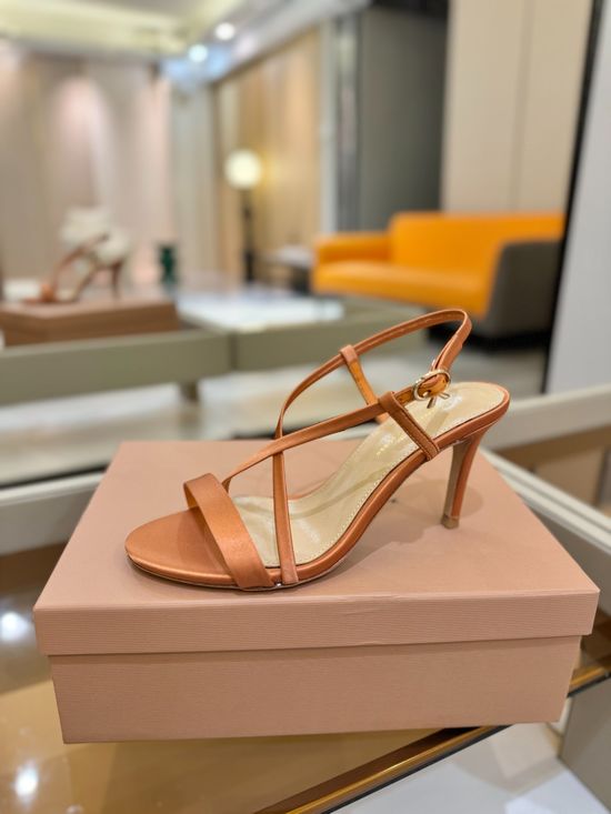 Gianvito Rossi Satin Upper High Heel Shoes with Genuine Leather Sole
