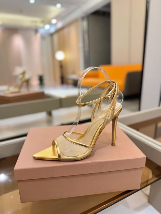 Gianvito Rossi Minimalist Leather Mesh High Heel Shoes