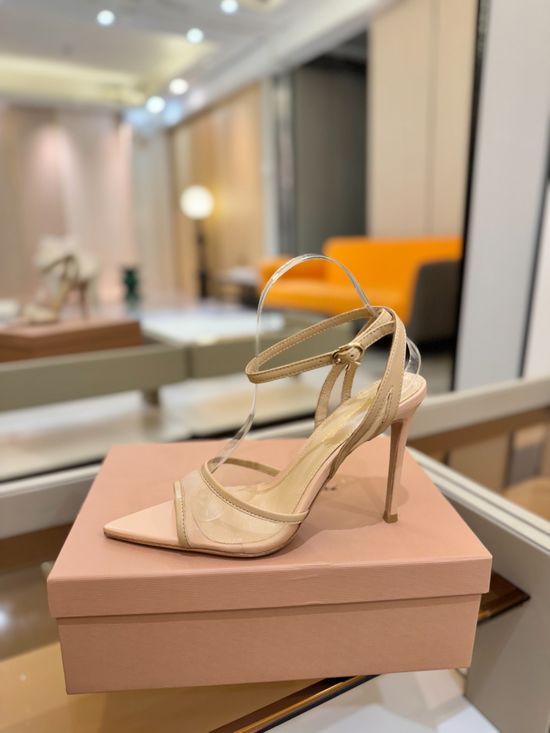 Gianvito Rossi Minimalist Leather Mesh High Heel Shoes