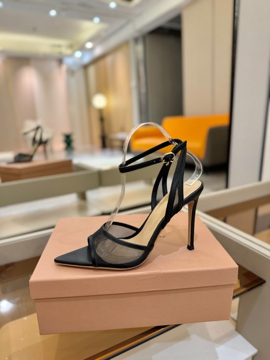 Gianvito Rossi Minimalist Leather Mesh High Heel Shoes