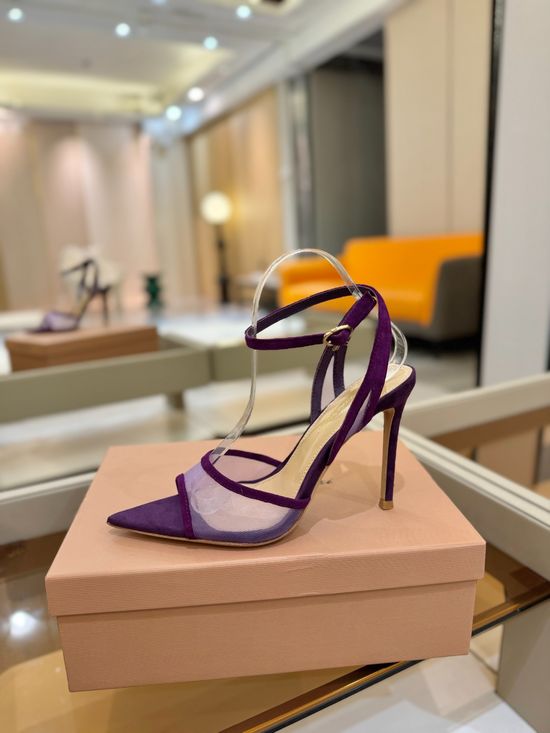 Gianvito Rossi Minimalist Leather Mesh High Heel Shoes