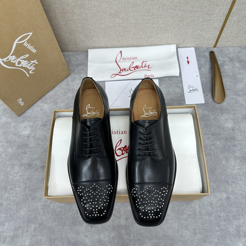 Christian Louboutin Riveted Calfskin Red Sole Oxfords