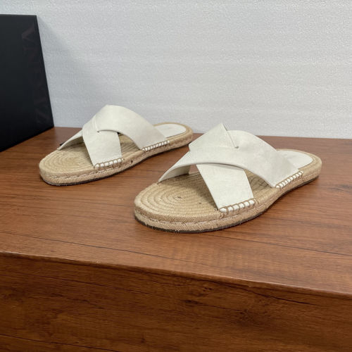 Zegna Suede Flat Slides With Rope Sole