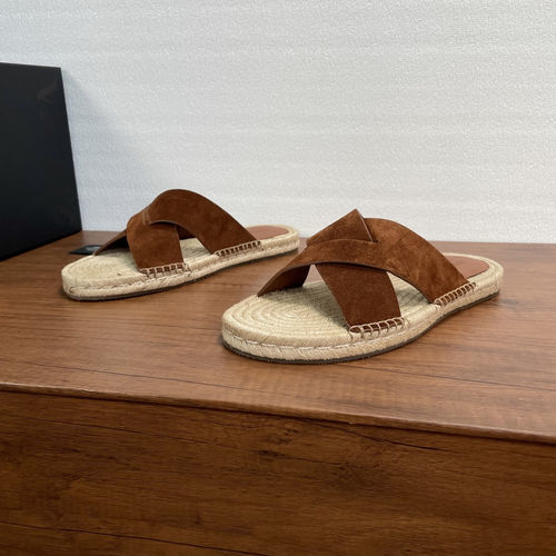 Zegna Suede Flat Slides With Rope Sole