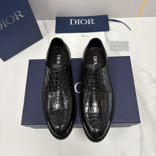 Christian Dior CD Crocodile Embossed Leather Oxford Dress Shoes