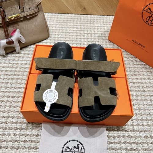 Hermes Genuine Leather Casual Slippers