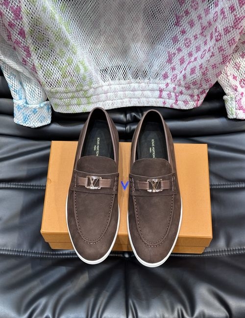 Louis Vuitton LV Estate Suede Leather Loafers With Letter Accent