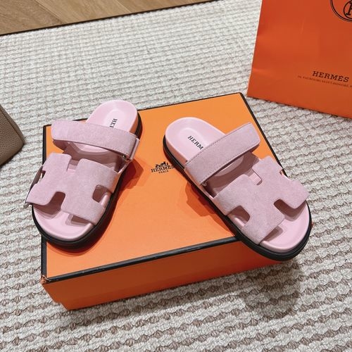 Hermes Genuine Leather Slip-on Slippers
