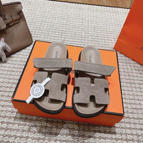 Hermes Genuine Leather Slip-on Slippers