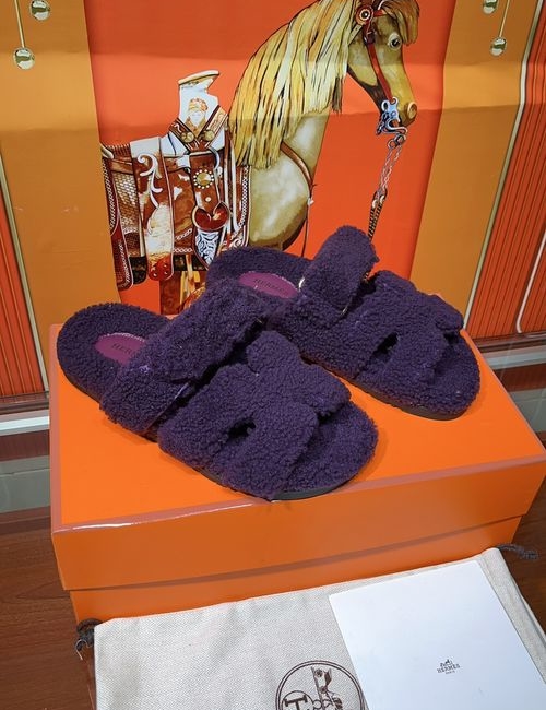 Hermes Shearling Fur Lined Slip On Shoes