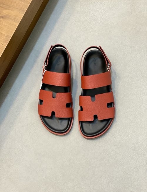 Hermes Cowhide Slides Non-slip Rubber Sole