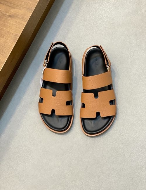 Hermes Cowhide Slides Non-slip Rubber Sole