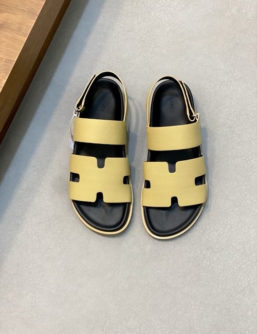 Hermes Cowhide Slides Non-slip Rubber Sole