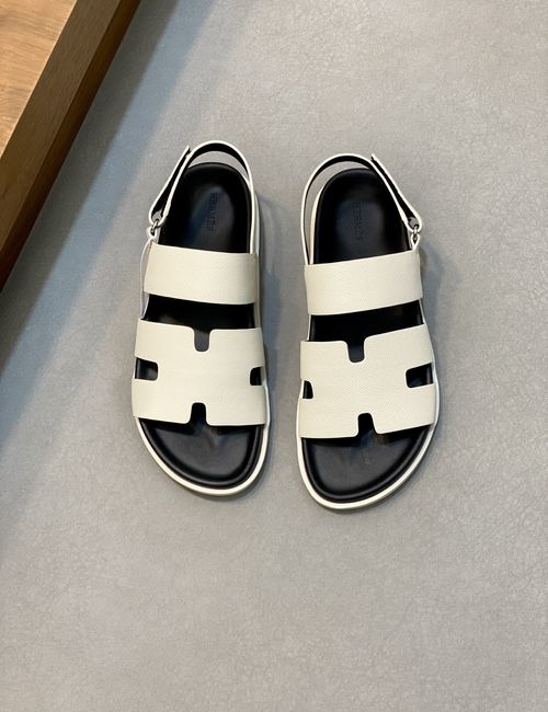 Hermes Cowhide Slides Non-slip Rubber Sole