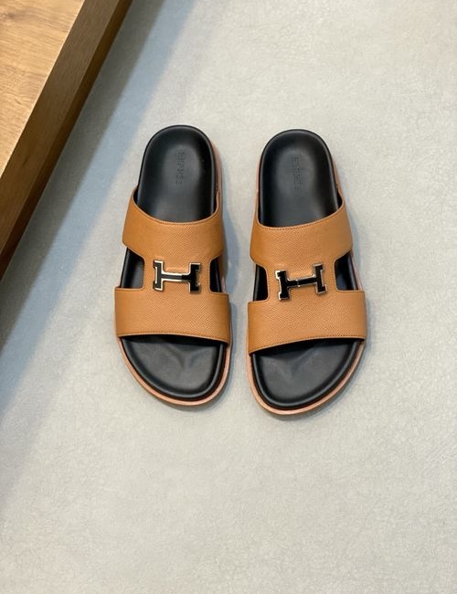 Hermes Cowhide Slides Non-slip Rubber Sole