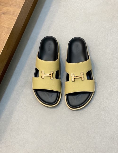 Hermes Cowhide Slides Non-slip Rubber Sole