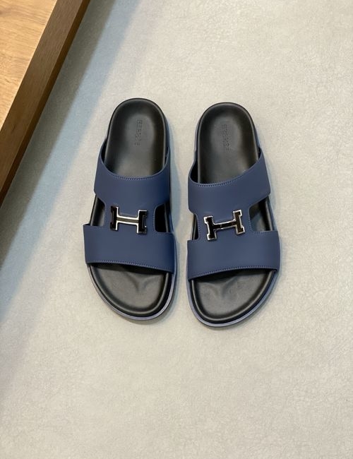 Hermes Cowhide Slides Non-slip Rubber Sole