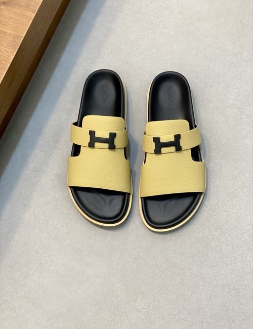 Hermes Cowhide Slides Non-slip Rubber Sole