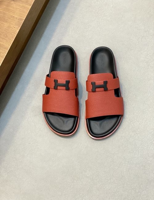 Hermes Cowhide Slides Non-slip Rubber Sole