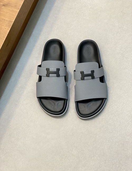 Hermes Cowhide Slides Non-slip Rubber Sole
