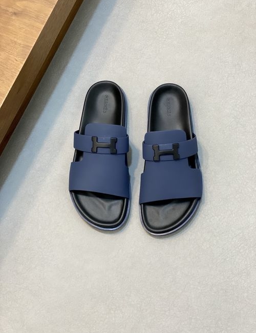 Hermes Cowhide Slides Non-slip Rubber Sole