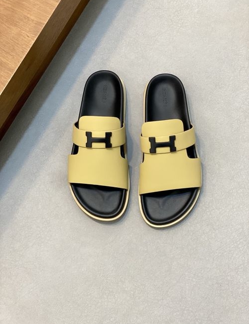 Hermes Cowhide Slides Non-slip Rubber Sole