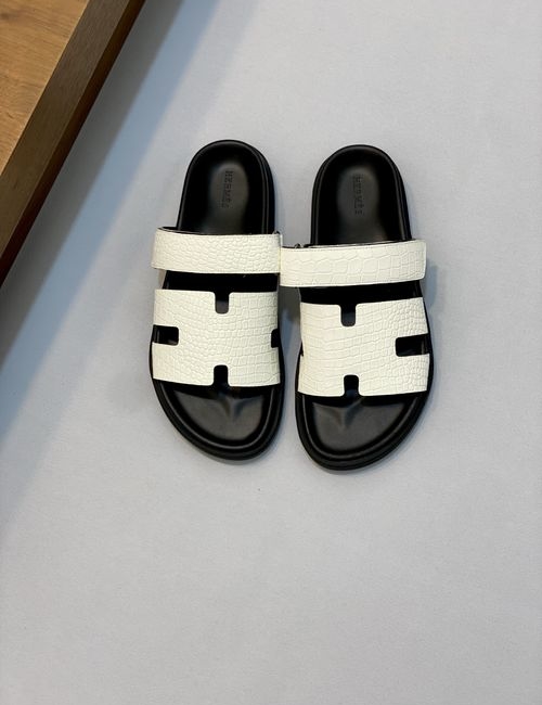 Hermes Cowhide Slides Non-slip Rubber Sole