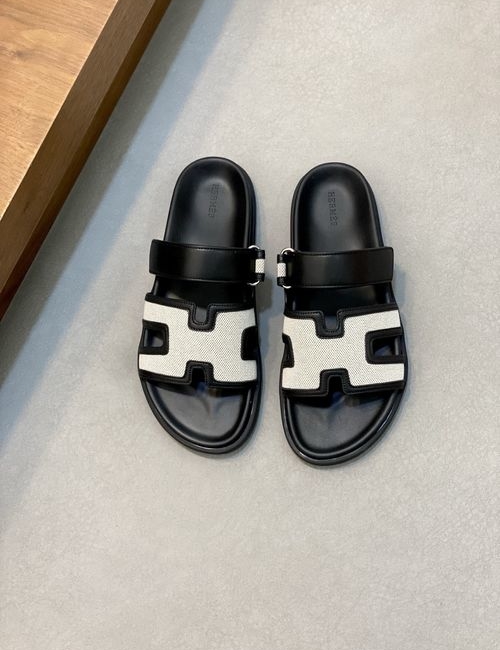 Hermes Cowhide Slides Non-slip Rubber Sole