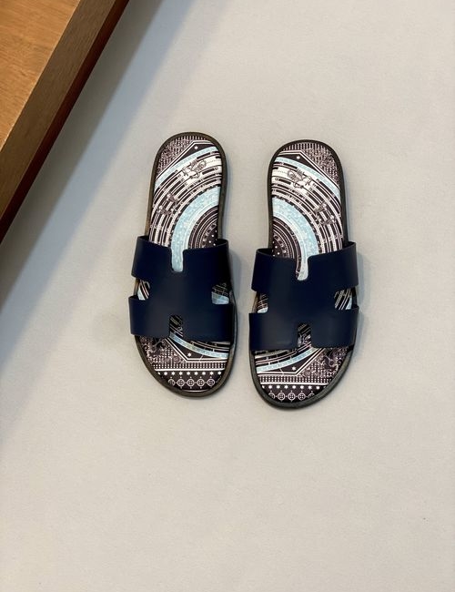 Hermes Cowhide Slides Non-slip Rubber Sole