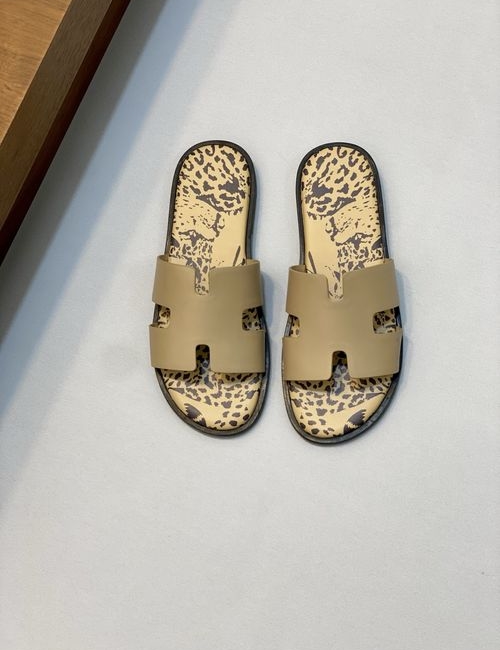 Hermes Cowhide Slides Non-slip Rubber Sole