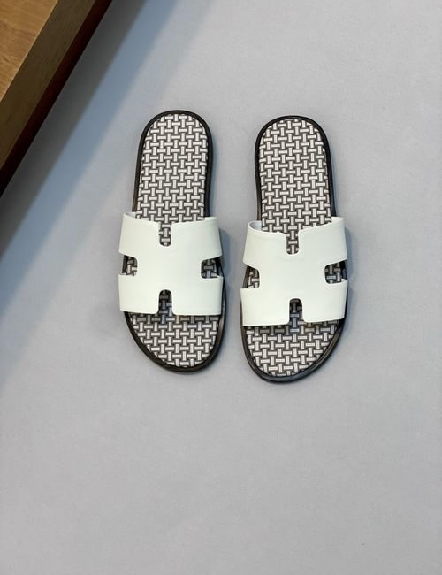 Hermes Cowhide Slides Non-slip Rubber Sole