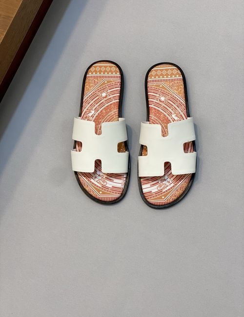 Hermes Cowhide Slides Non-slip Rubber Sole