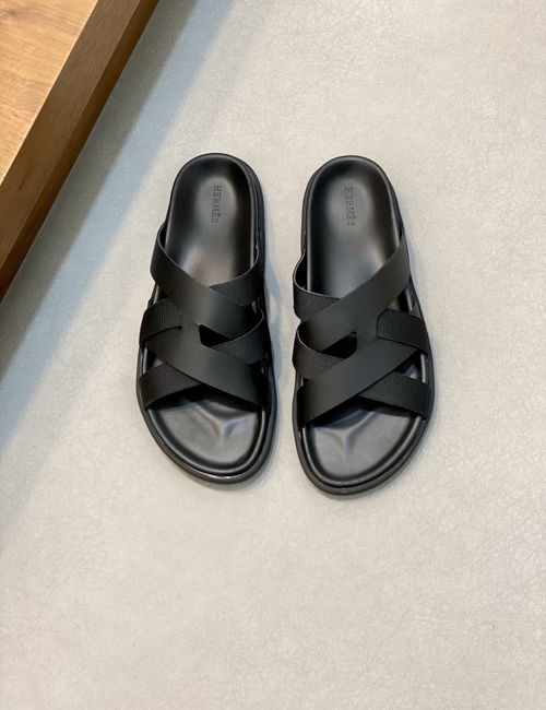 Hermes Cowhide Slides Non-slip Rubber Sole