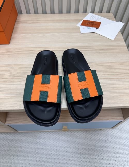 Hermes Cross Strap Slides With Leather Upper