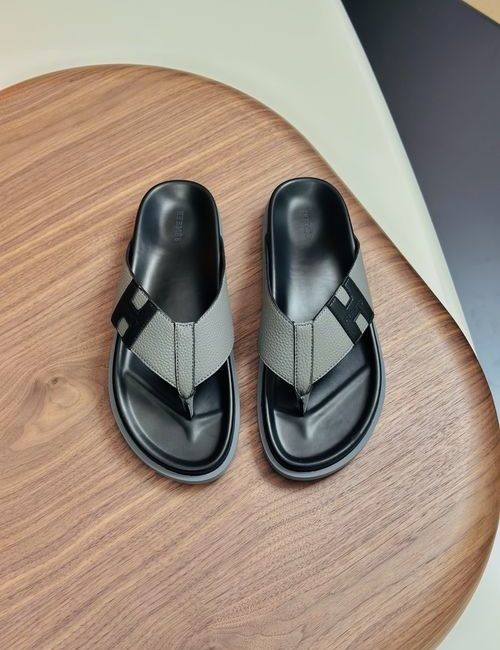 Hermes Cowhide Slides Non-slip Rubber Sole