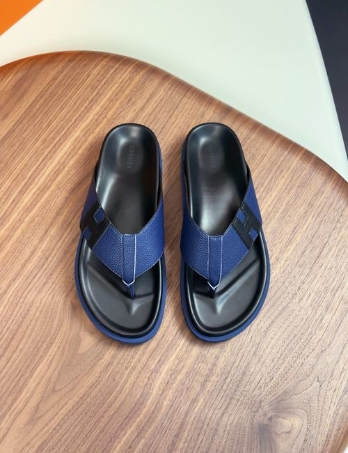Hermes Cowhide Slides Non-slip Rubber Sole
