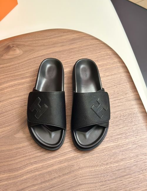 Hermes Cowhide Slides Non-slip Rubber Sole