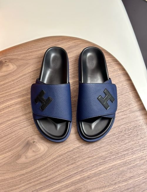 Hermes Cowhide Slides Non-slip Rubber Sole