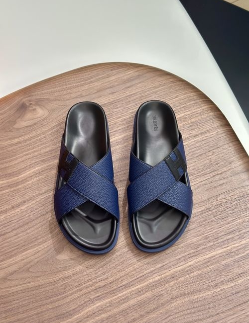 Hermes Cowhide Slides Non-slip Rubber Sole