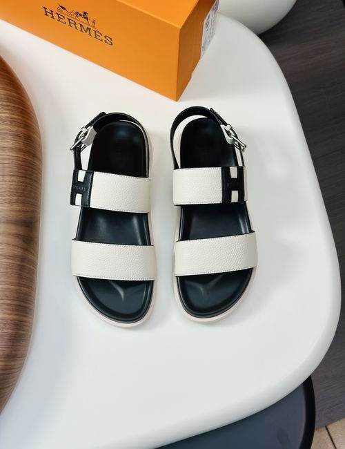Hermes Cowhide Slides Non-slip Rubber Sole
