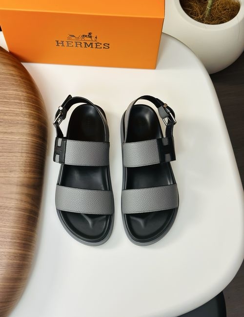 Hermes Cowhide Slides Non-slip Rubber Sole